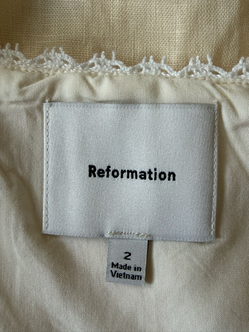 NEW Reformation Viola Linen Lace Sleeveless Top Sugar Cream | US 2 UK 6 - Picture 9 of 12